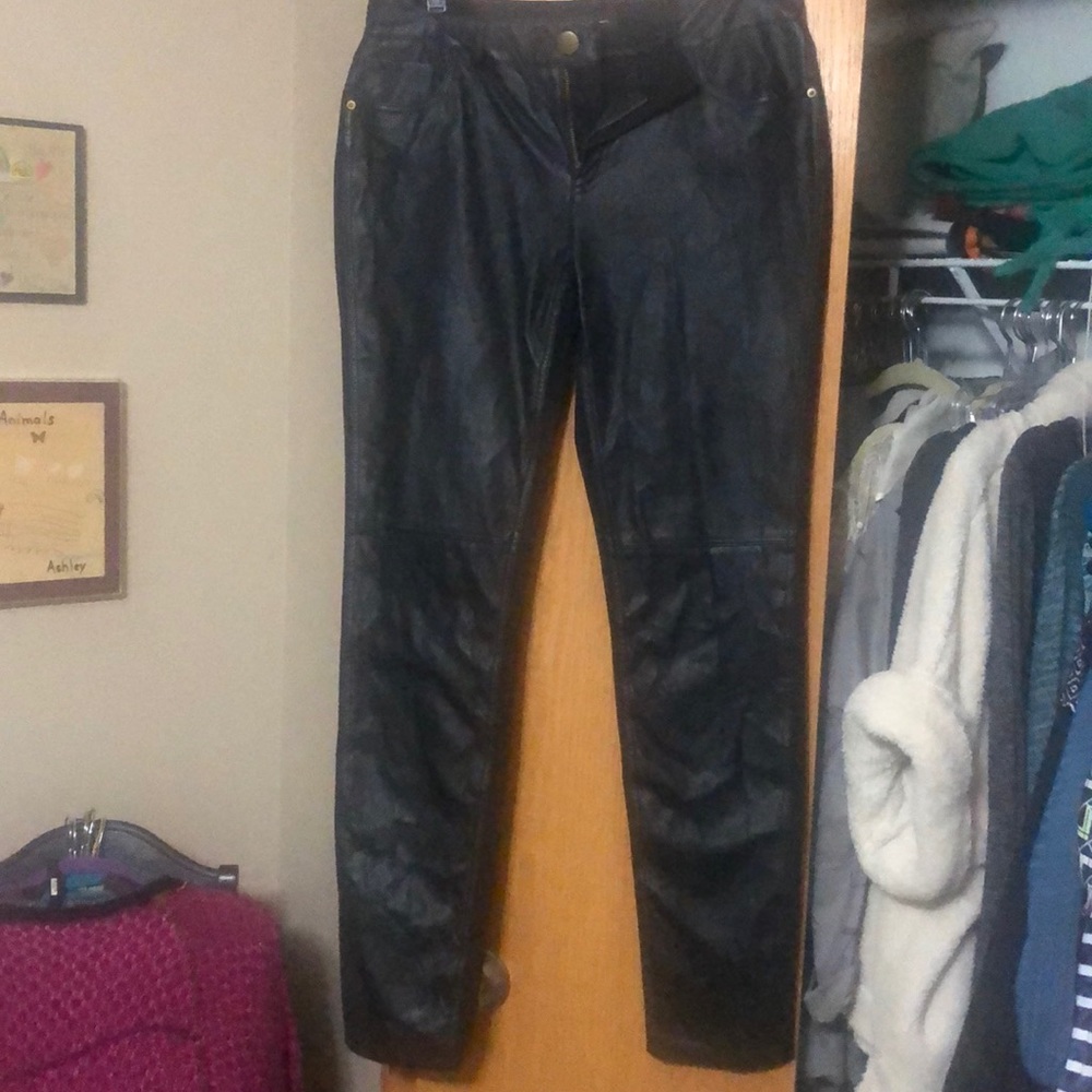 Leather look pants